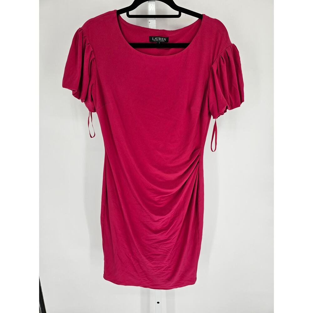 LAUREN Ralph Lauren Womens Sz 8 Knee Length Short Sleeve Formal Dress Pink - Picture 1 of 4
